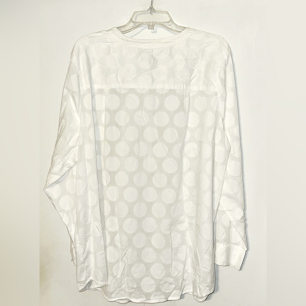 Liz Claiborne Semi Sheer Bright White  Smock style Top EUC 3X - Picture 7 of 7